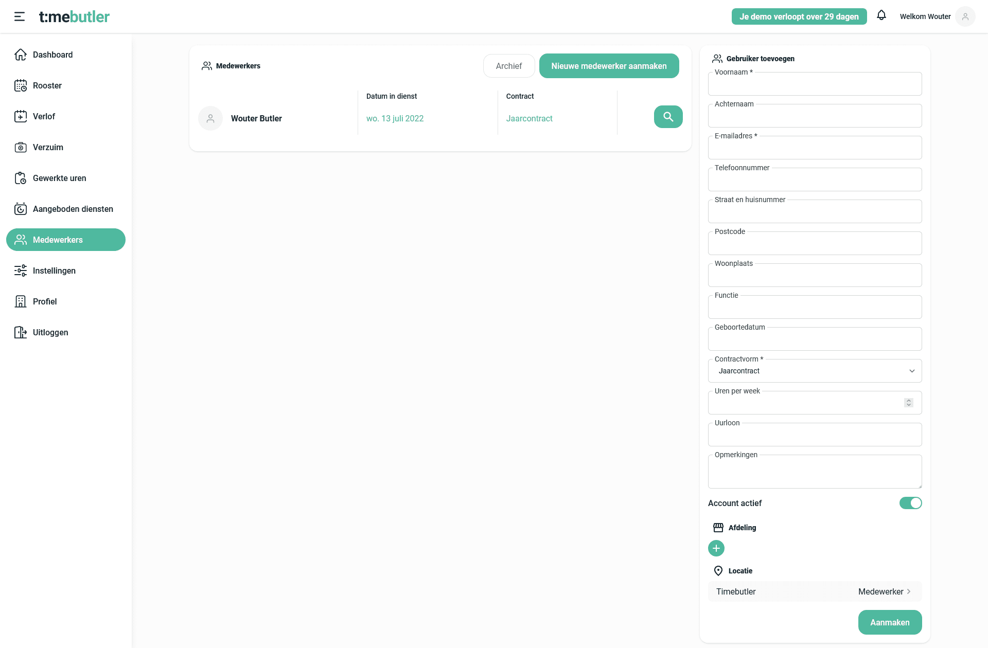 Start met medewerkers aanmaken