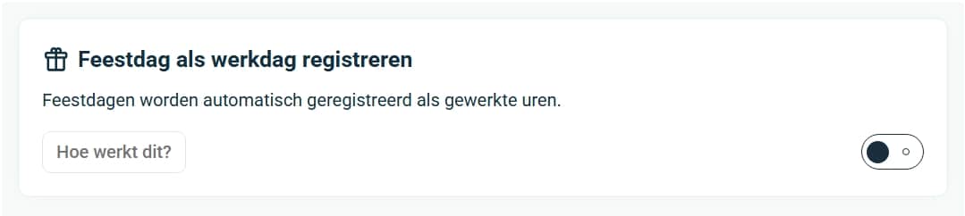 Feestdag als werkdag registreren