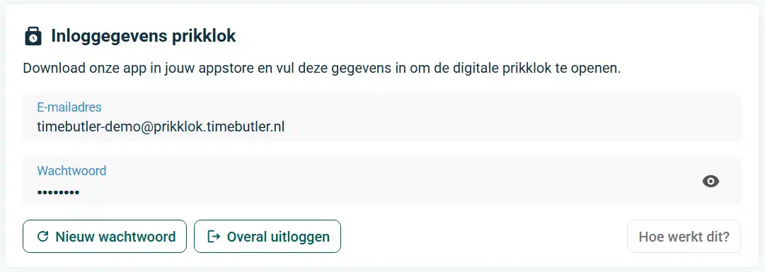 inloggegevens prikklok