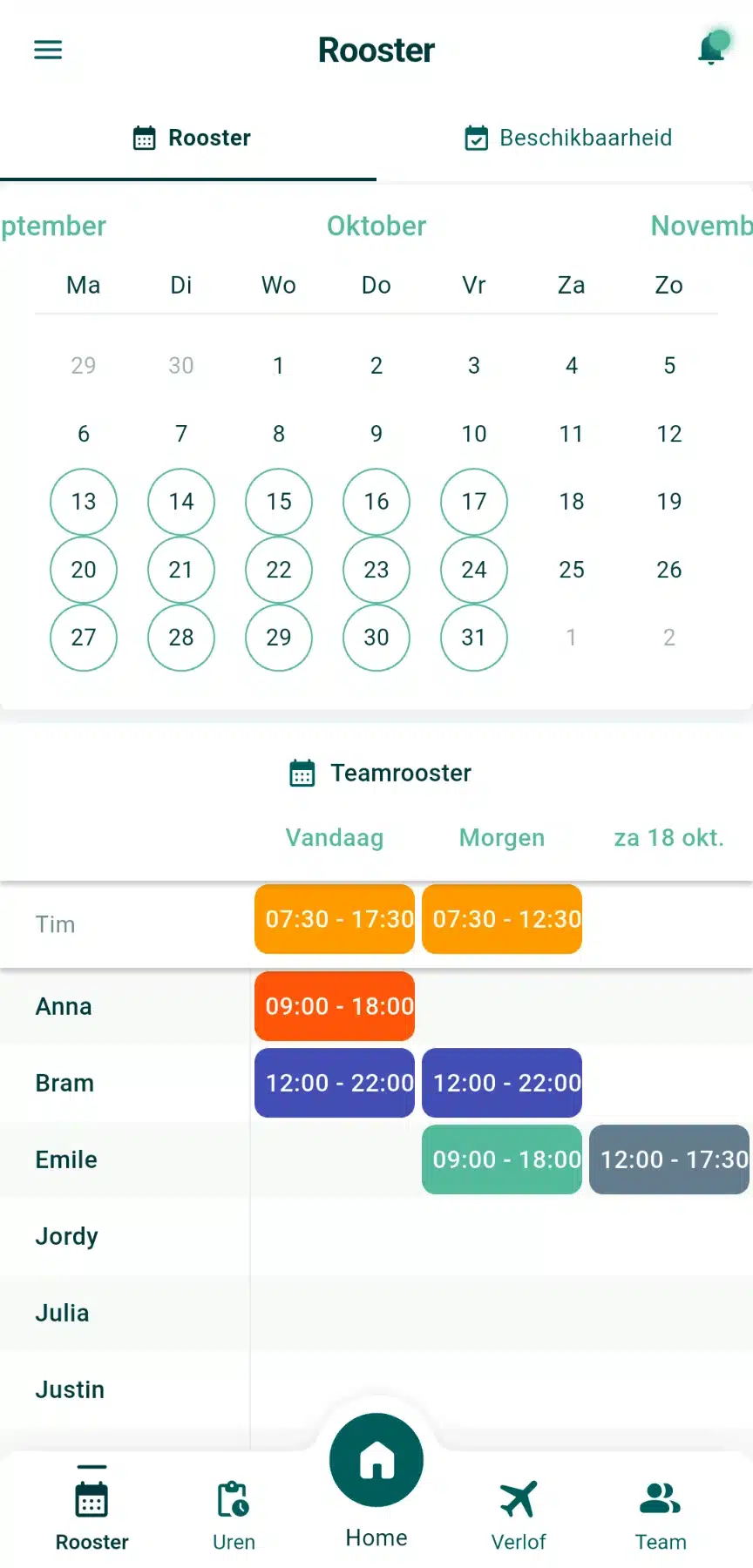 Timebutler app teamrooster