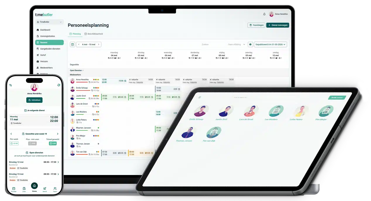 Timebutler geeft grip op uren, roosters en verlof zonder hardware.