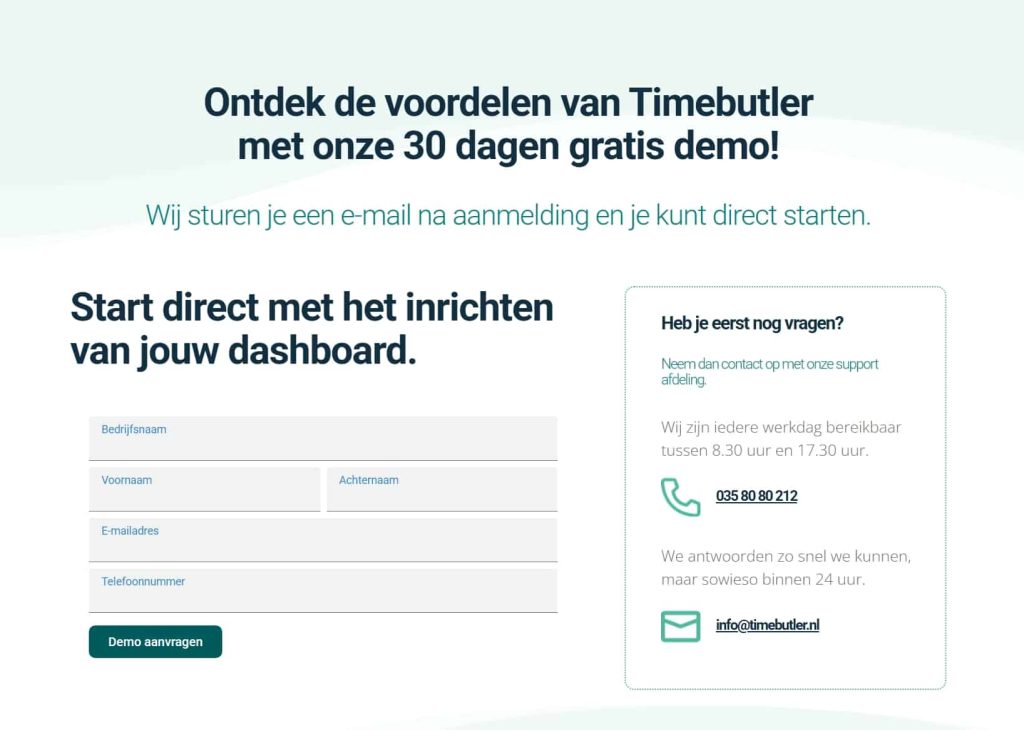 Account aanmaken bij Timebutler