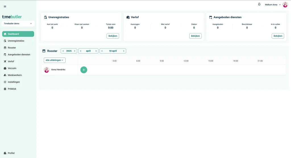 Dashboard Timebutler