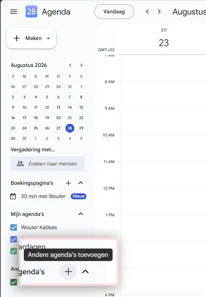 Andere agenda's toevoegen in Google Agenda