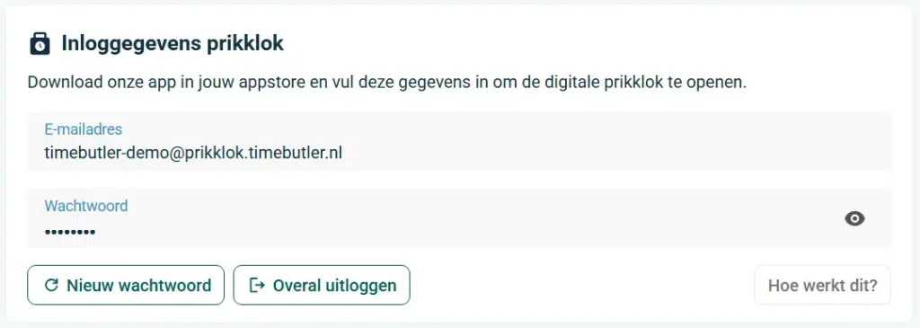 inloggegevens prikklok